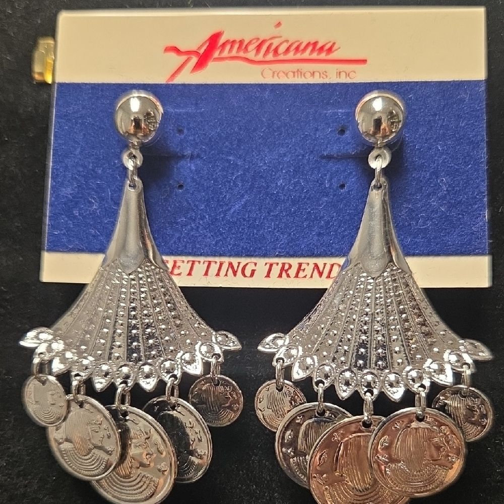 Silver Coin Dangle Earrings